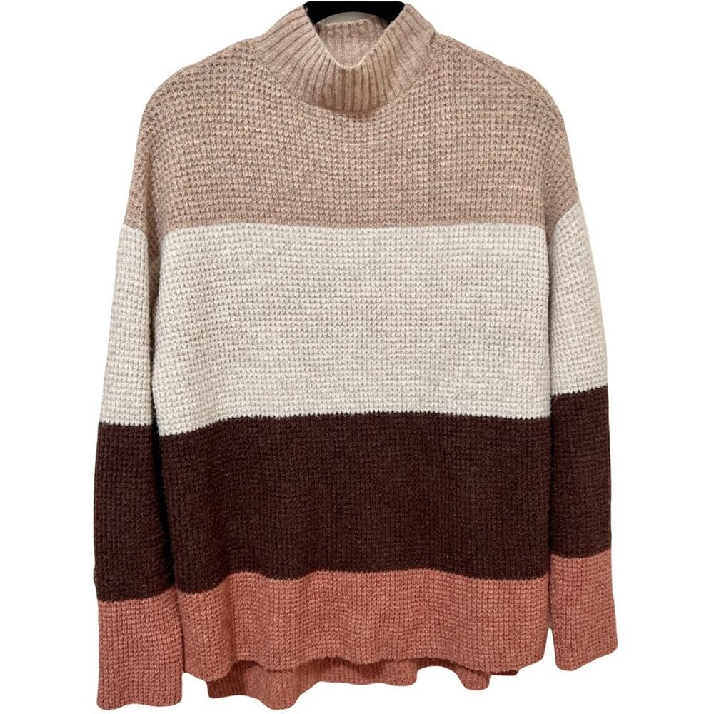 Colorblock Mock Neck Sweater Small - Picture 2 of 6